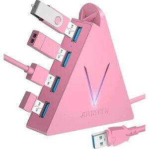 4-Port USB 3.0 Hub, FlyingVHUB Vertical Data USB Hub with 2 ft Extended Cable